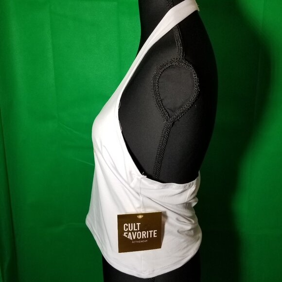 Cult Favorite White Halter Top Low Back Tank Size Large 4th of July Summer NWT - Picture 2 of 7